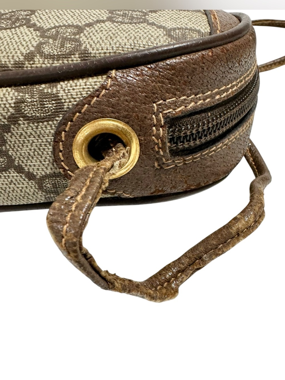 Gucci GG Supreme Web Canvas & Leather Sherry Line Stripe Vintage Crossbody Bag - Picture 14 of 15